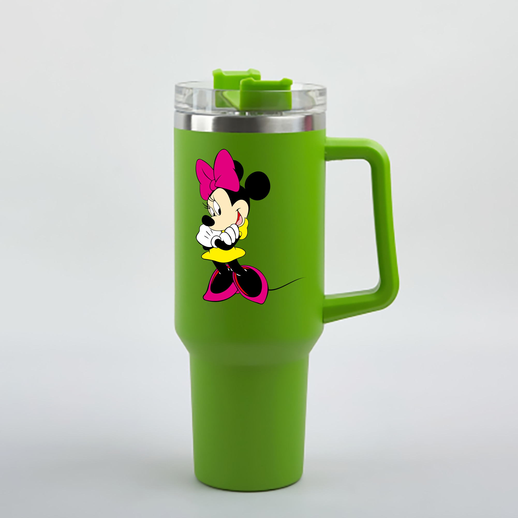 （画像用） ミッキーマウス Mickey Mouse 1200mL車用タンブラー - クリスタルステッカー（プラスチックストロー付き）